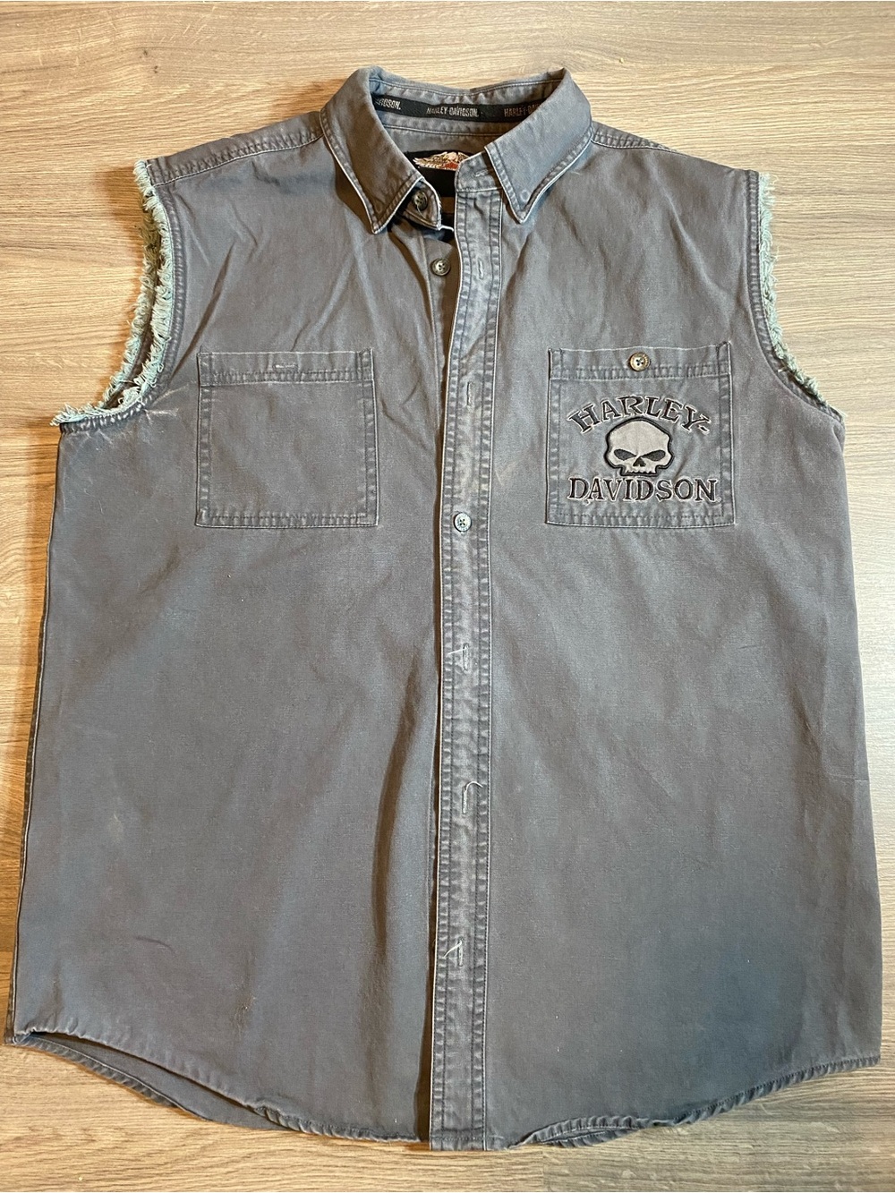 Harley-Davidson Willie G Sleeveless Button-Up Shirt Vest - Charcoal